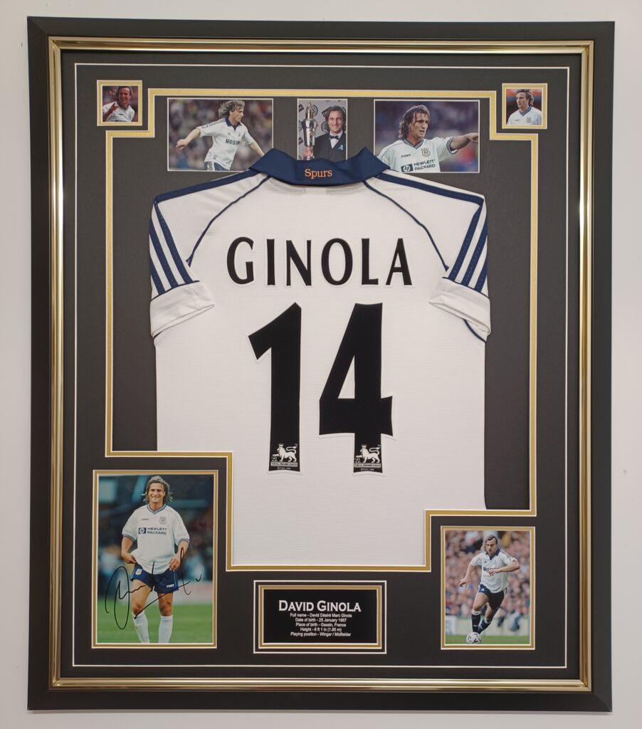 Grande Photo Dédicacée De David Ginola – Tottenham Hotspurs – Autographe Original