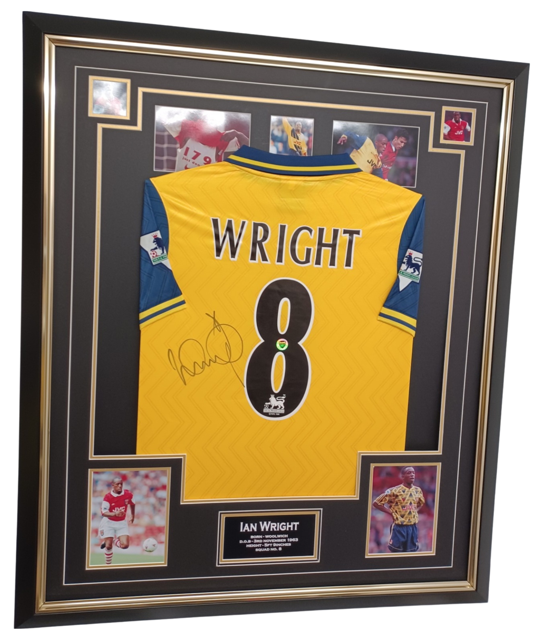 Ian Wright Signed Framed 91 Home Shirt