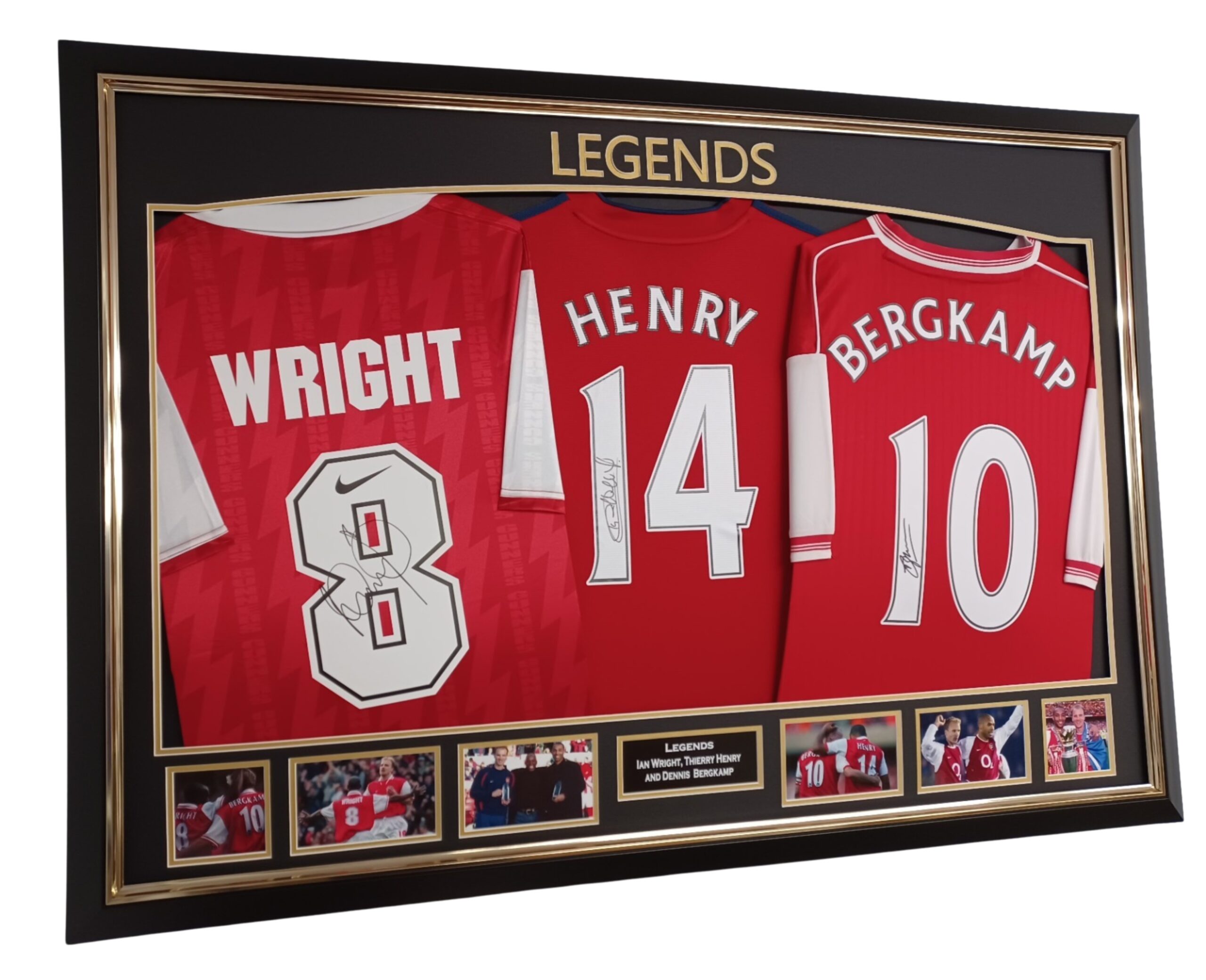 arsenal legends signed shirt henry wright bergkamp