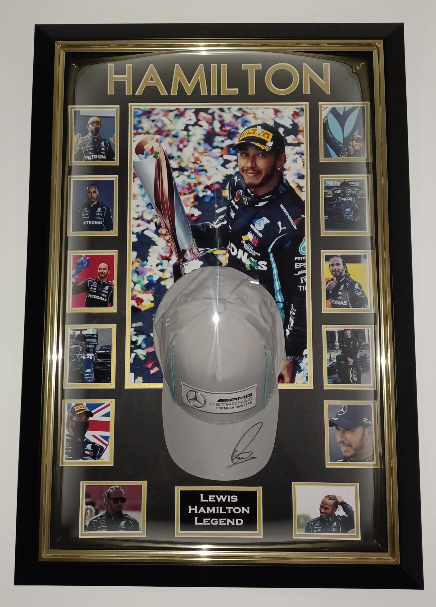 New Dome Framed LEWIS HAMILTON SIGNED CAP Signed Memorabila Shop