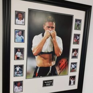 Paul Gascoigne of England Signed Photo 1990 World Cup Display