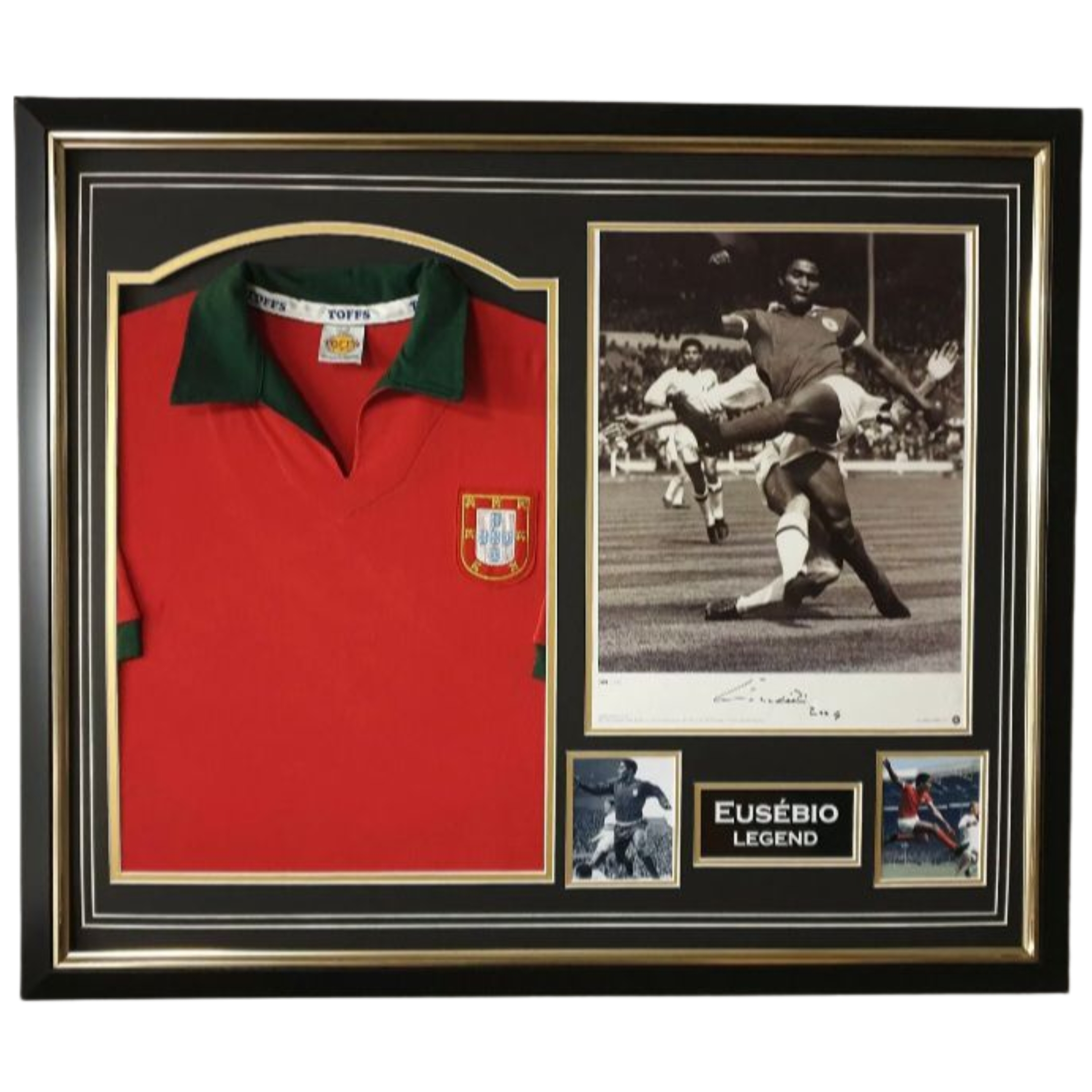395 Eusebio signed photo with Portugal Shirt