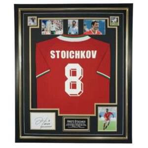 595 Hristo Stoichkov Signed Display with Shirt Bulgaria