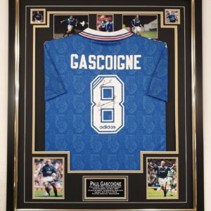 Paul Gascoigne of Rangers Signed Shirt 9 in a Row Display