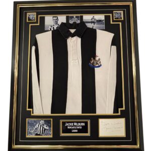 Newcastle Legend Jackie Milburn Signed Display With Shirt