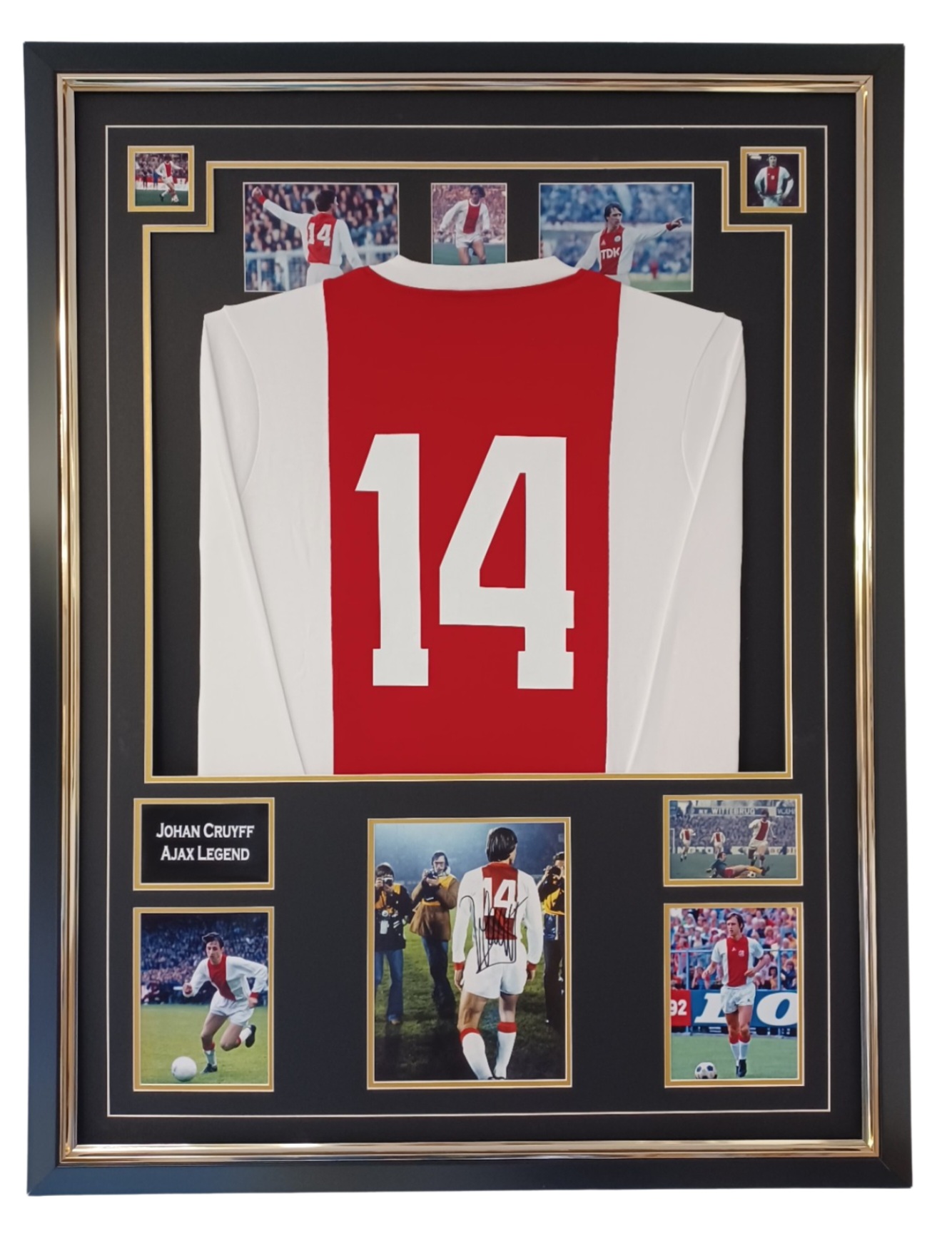 johan cruyff signed picture with ajax shirt