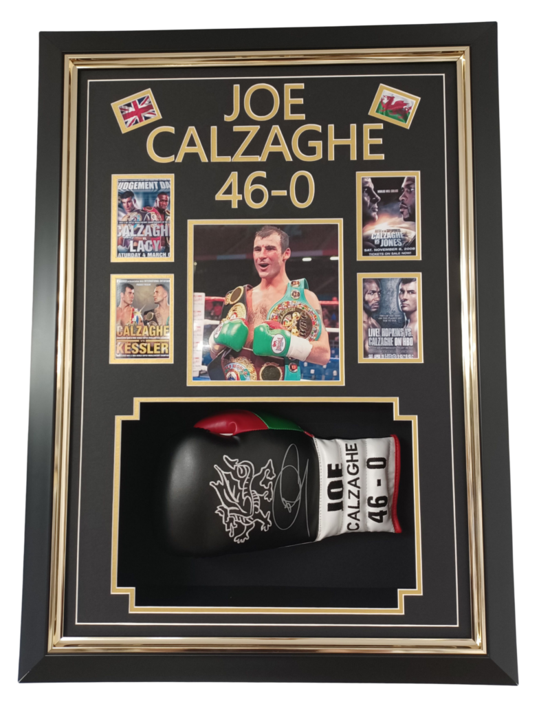 FRAMED Joe Calzaghe Signed Boxing Glove – Signed Memorabila Shop