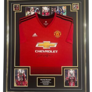 framed and auotographed rooney shirt jersey