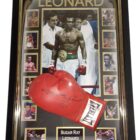 framed autographed sugar ray leonard signed boxing glove