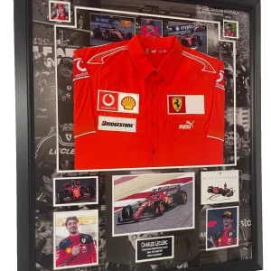 charles leclerc signed picture with shirt