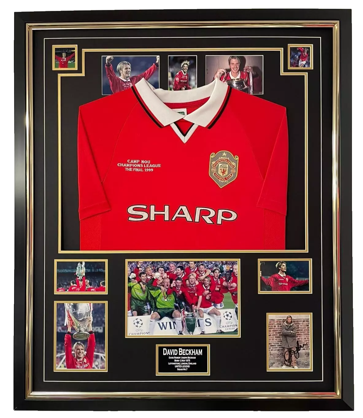 david beckham signed photo with shirt UNITED