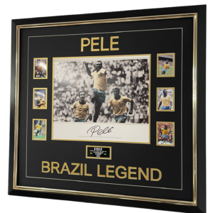 framed pele signed photograph