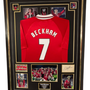 Framed 1999 David Beckham of United Signed Display and Shirt