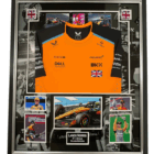 lando norris signed display with team shirt