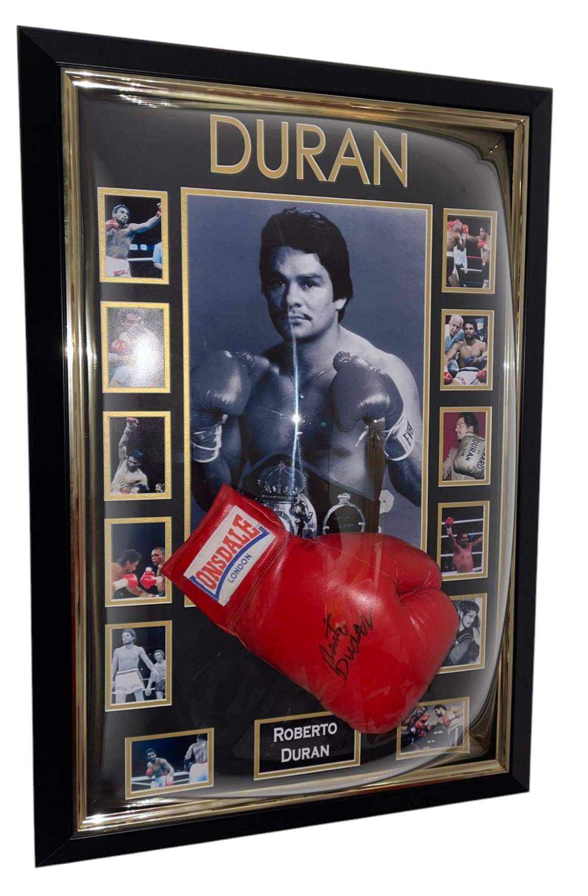 framed roberto duran signed glove
