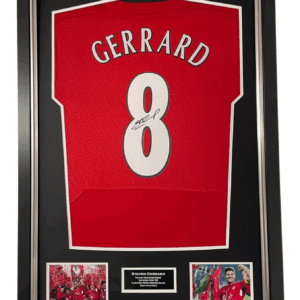 gerrard framed and signed shirt liverpool