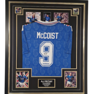 Ally McCoist of Rangers Signed Shirt 9 IN A ROW DISPLAY