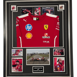 leclerc and hamilton signed picture and shirt