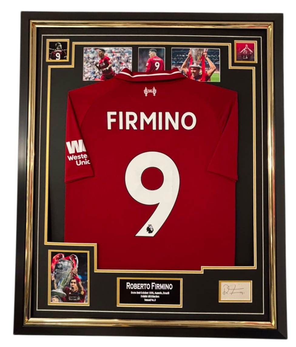 roberto firmino signed display with shirt framed