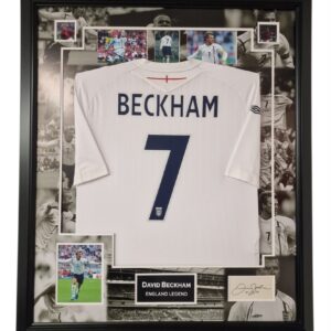 David Beckham of England Display with Signed Shirt