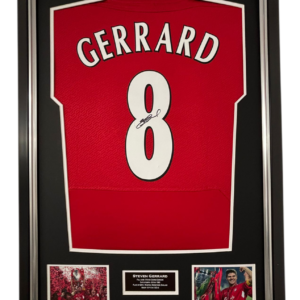 Steven Gerrard Signed and Framed Shirt *Slight damage to number 8* SALE