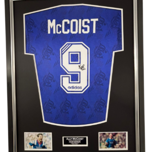Framed Ally Mccoist Signed Rangers Shirt Jersey