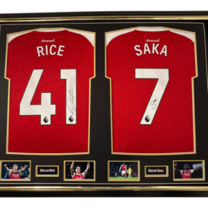 BUKAYO SAKA AND DECLAN RICE FRAMED SIGNED SHIRT