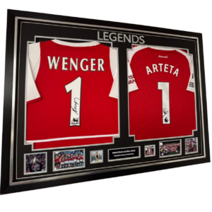 Framed Mikel Arteta And Arsene Wenger signed Shirts