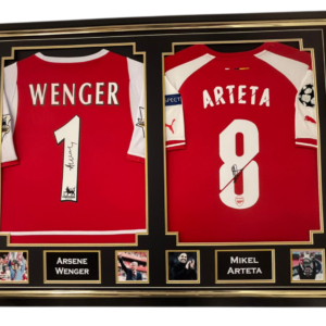 Framed Mikel Arteta And Arsene Wenger signed Shirts