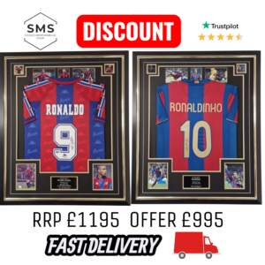 RONALDINHO and Ronaldo Nazario of BARCELONA Signed Shirts BECKETT Authenticated