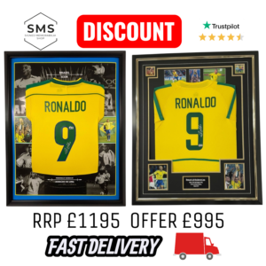 Framed Brazil Legend Ronaldo de Lima Signed Shirt x2 Beckett Authenticated