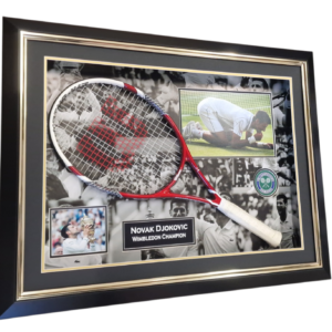 Novak Djokovic Framed Signed Photo with Tennis Racket