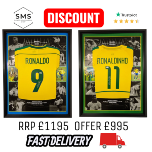 RONALDINHO and Ronaldo Nazario of Brazil Signed Shirts BECKETT Authenticated