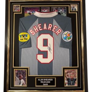 Alan Shearer of ENGLAND Signed Shirt FRAMED Euro 96 display