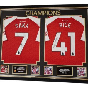 BUKAYO SAKA AND DECLAN RICE FRAMED SIGNED SHIRT