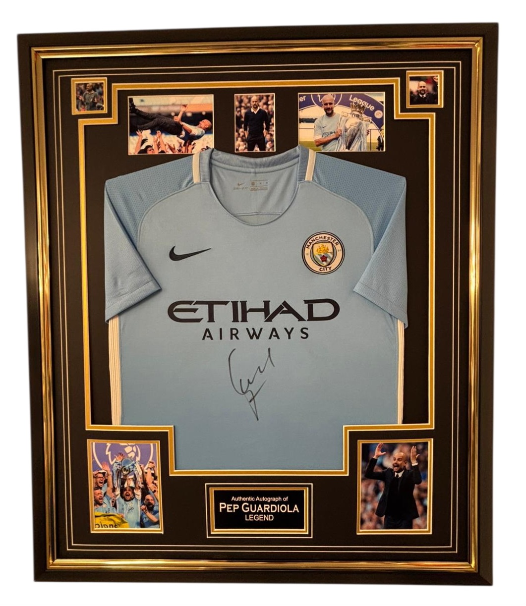 guardiola signed shirt framed