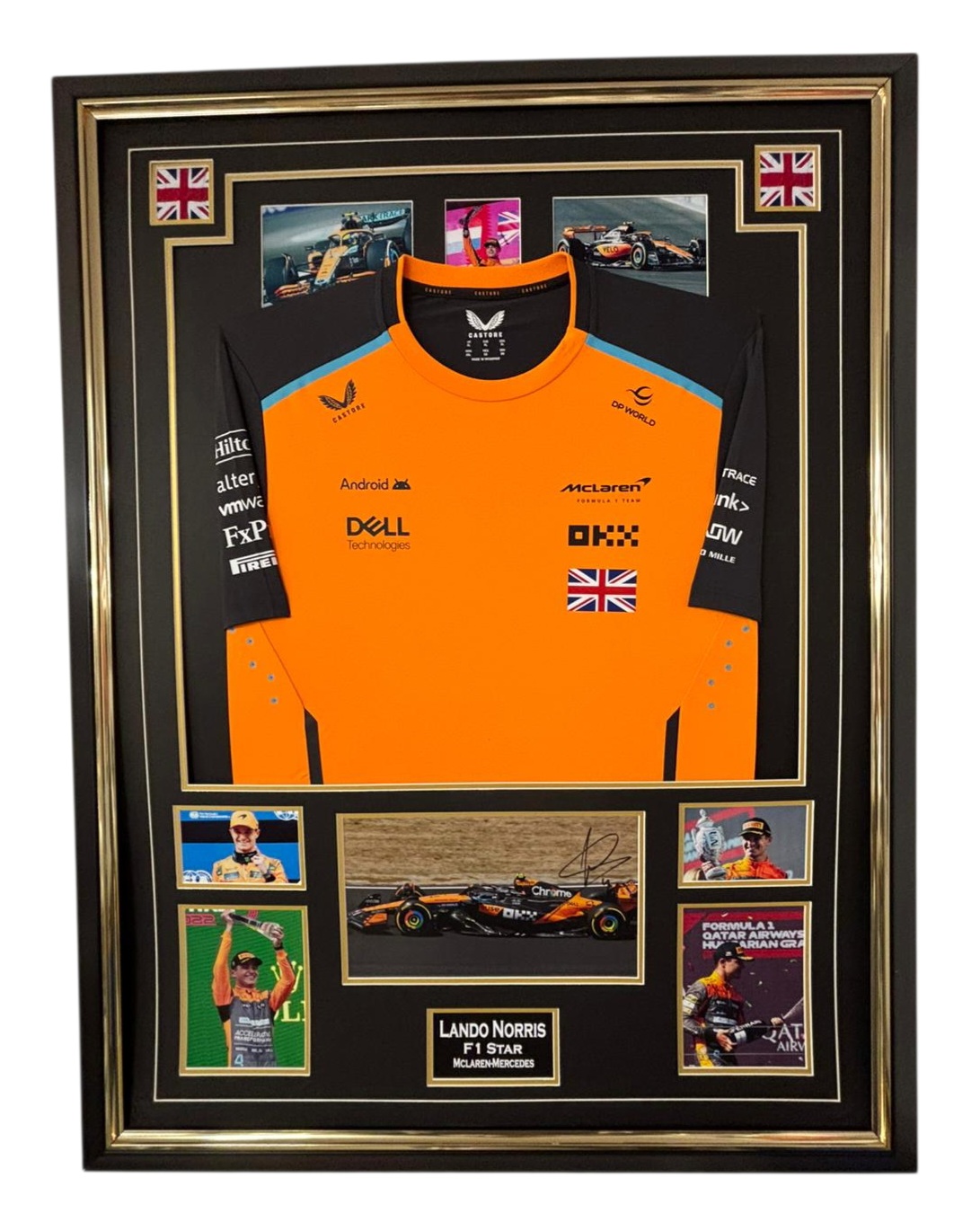 lando norris signed photo and shirt