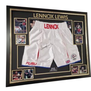 Framed Lennox Lewis Signed boxing Shorts