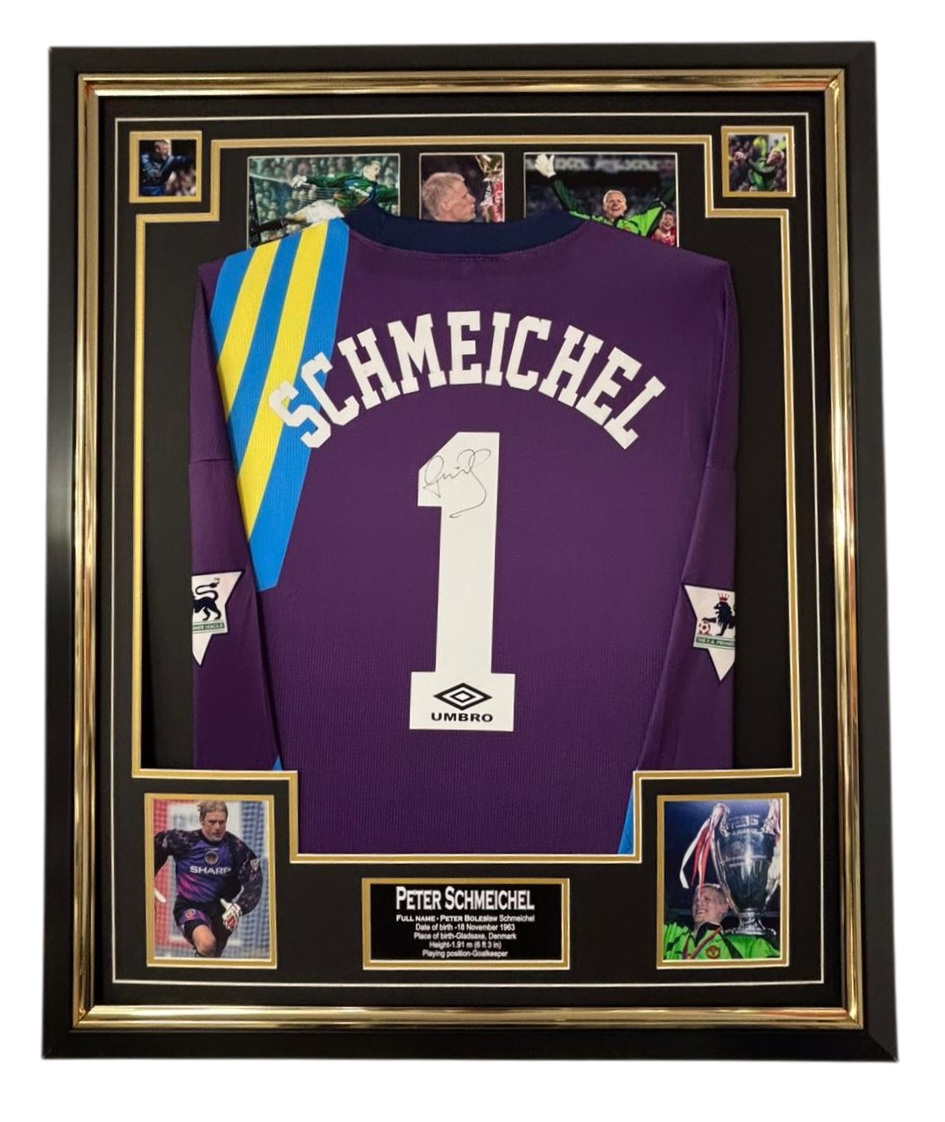 peter schmeichel signed framed shirt
