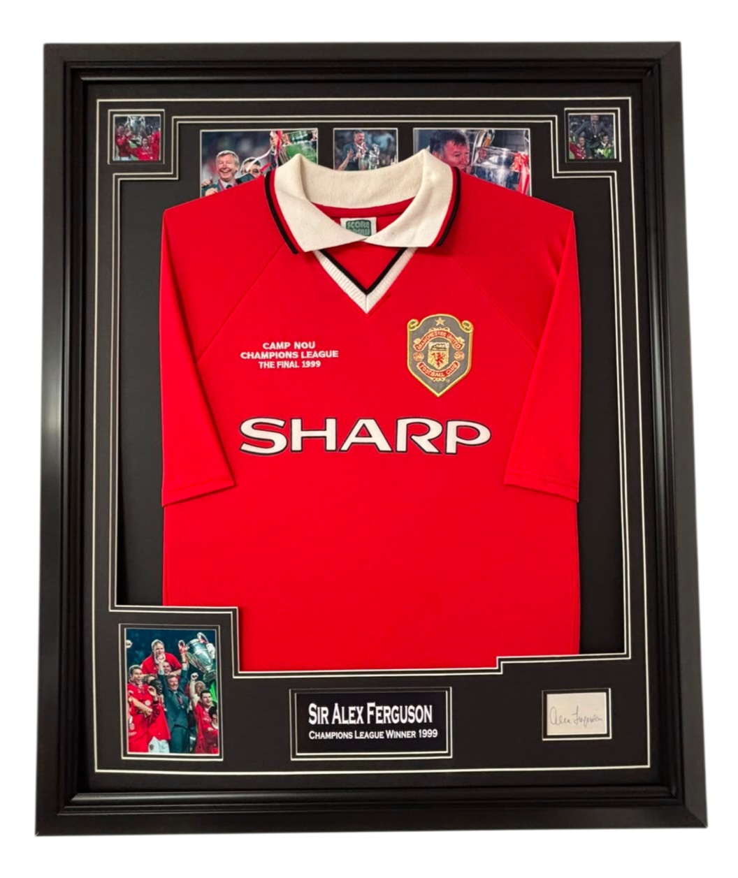 ALEX FERGUSON SIGNED DISPLAY WITH SHIRT JERSEY 1999