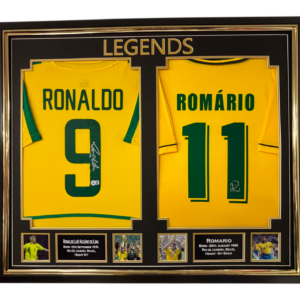 Framed ROMARIO and RONALDO Signed Shirt BRAZIL LEGENDs