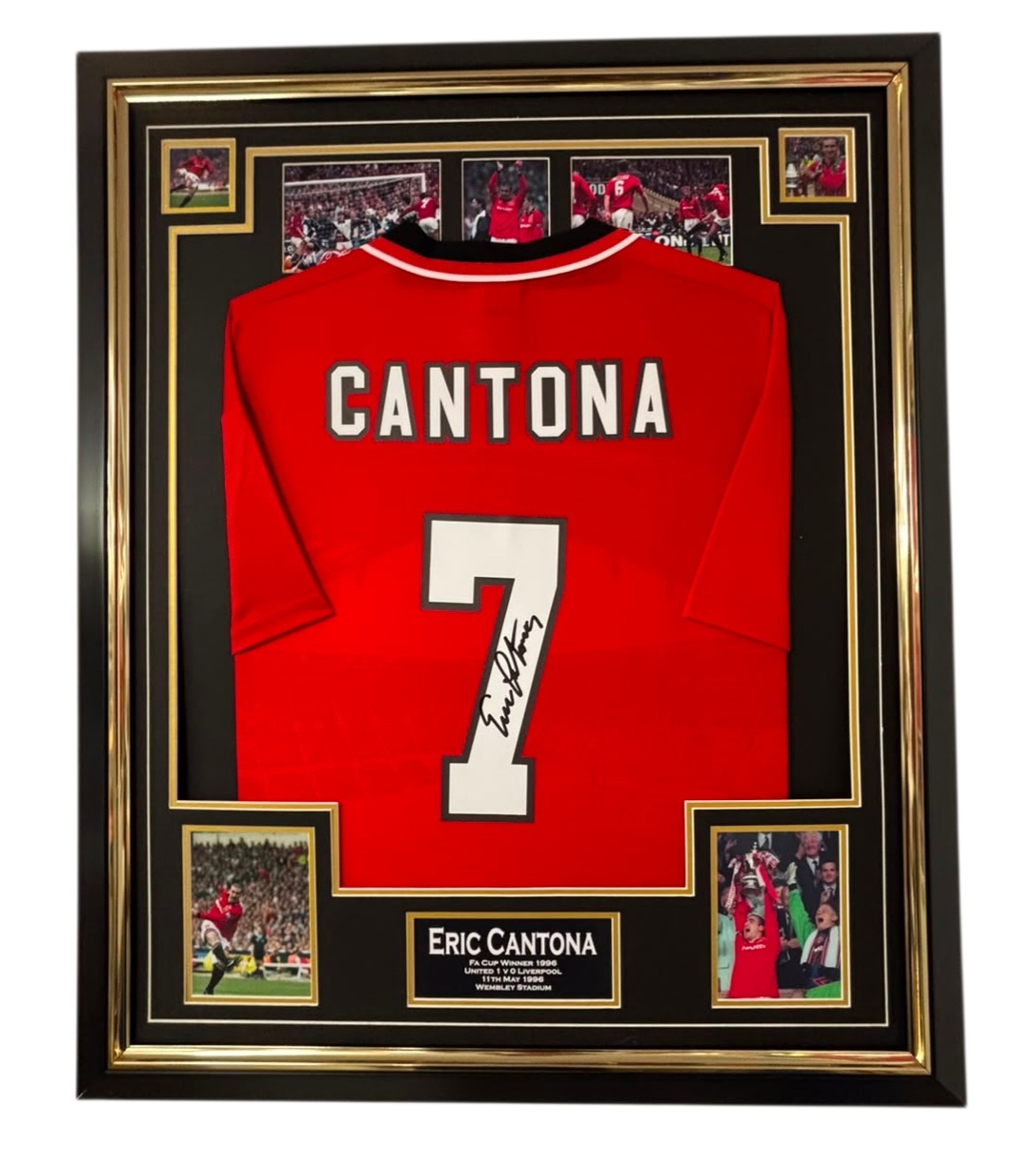FRAMED ERIC CANTONA SIGNED SHIRT JERSEY