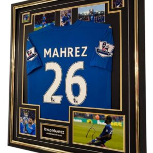 Riyad Mahrez Signed Photo with shirt 2016 Champions Leicester Dipslay