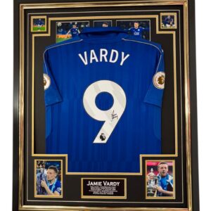 FRAMED Jamie Vardy of Leicester Signed Shirt Framed