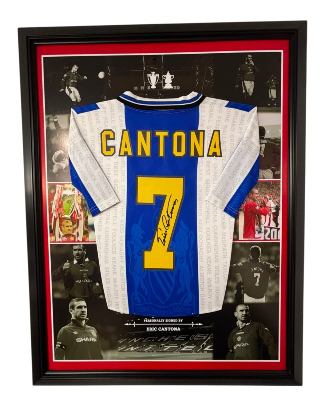 cantona framed and signed shirt