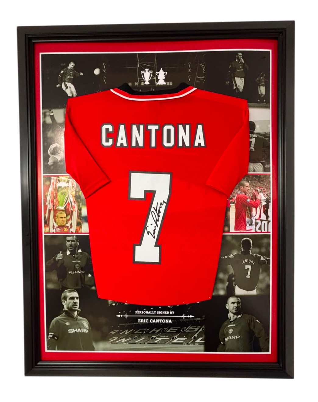 framed signed eric cantona signed shirt united