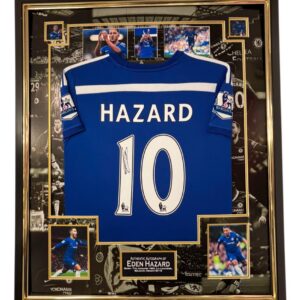 Framed Eden Hazard Signed Shirt CHAMPIONS 2015 Display