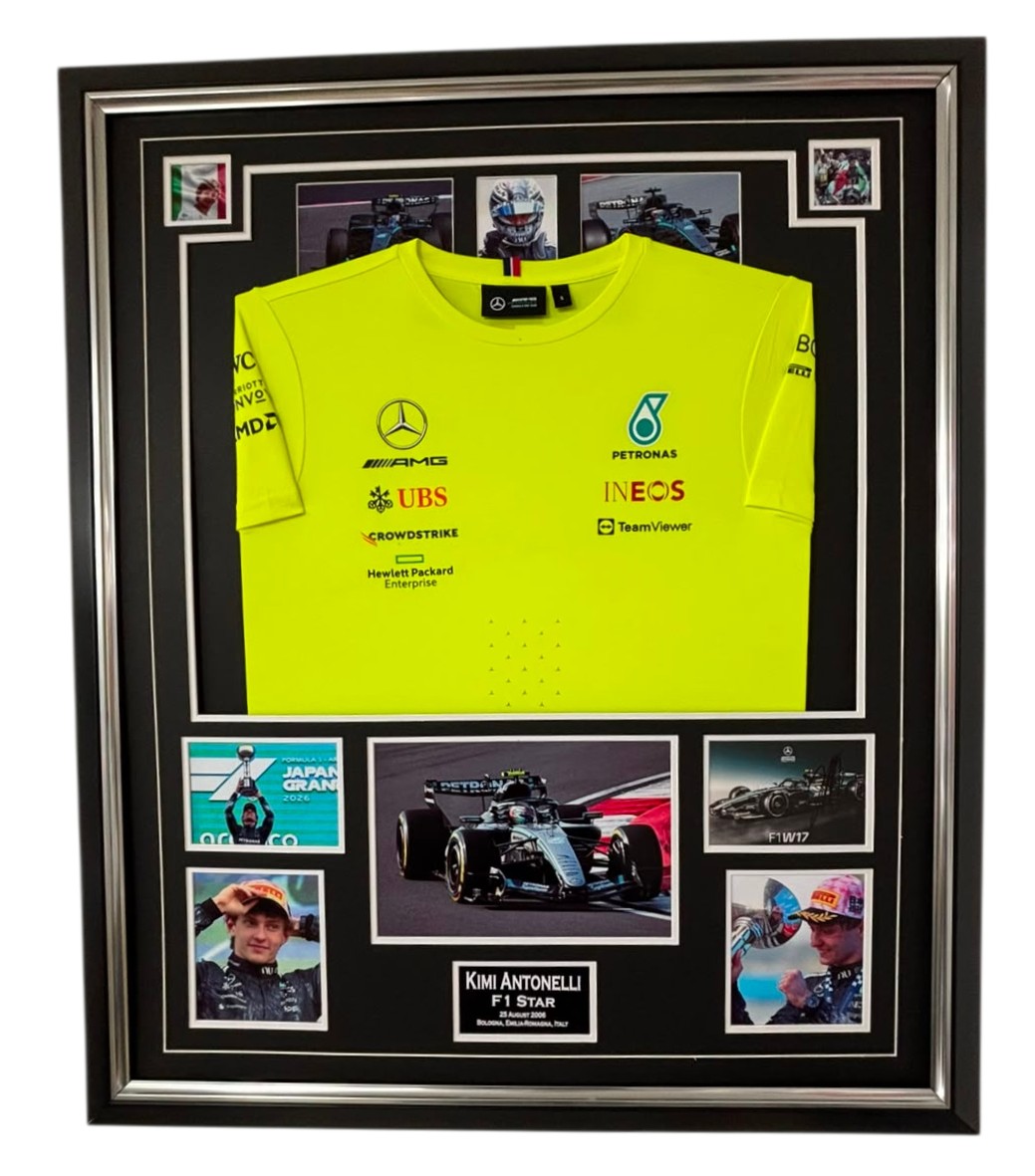 kimi antonelli signed picture with shirt