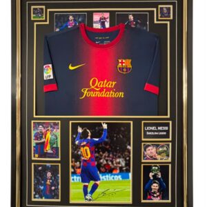 Lionel Messi Signed Photo with shirt Display
