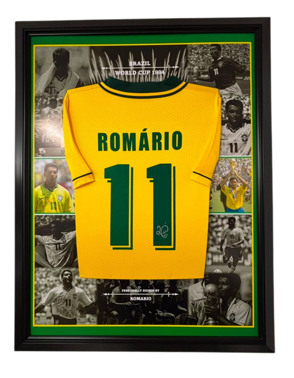 romario signed shirt framed jersey